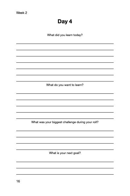 BJJ journal week sample