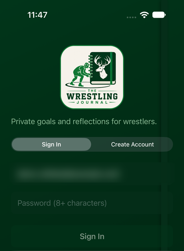 Sign in screen