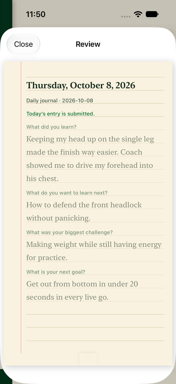Today's entry after it's submitted