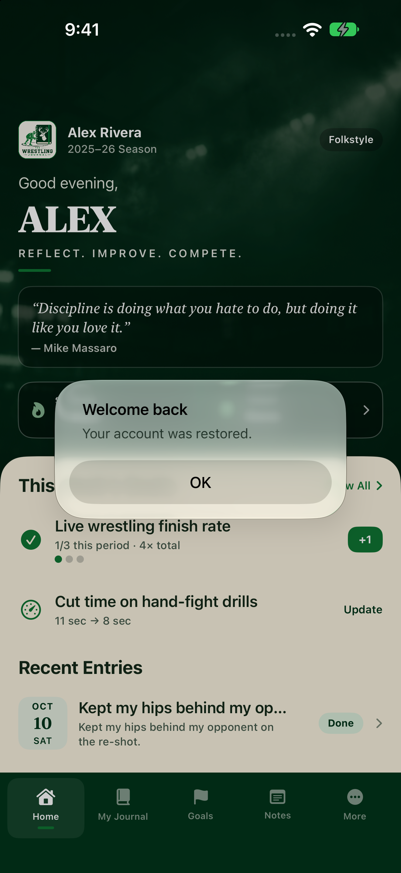 Account restored