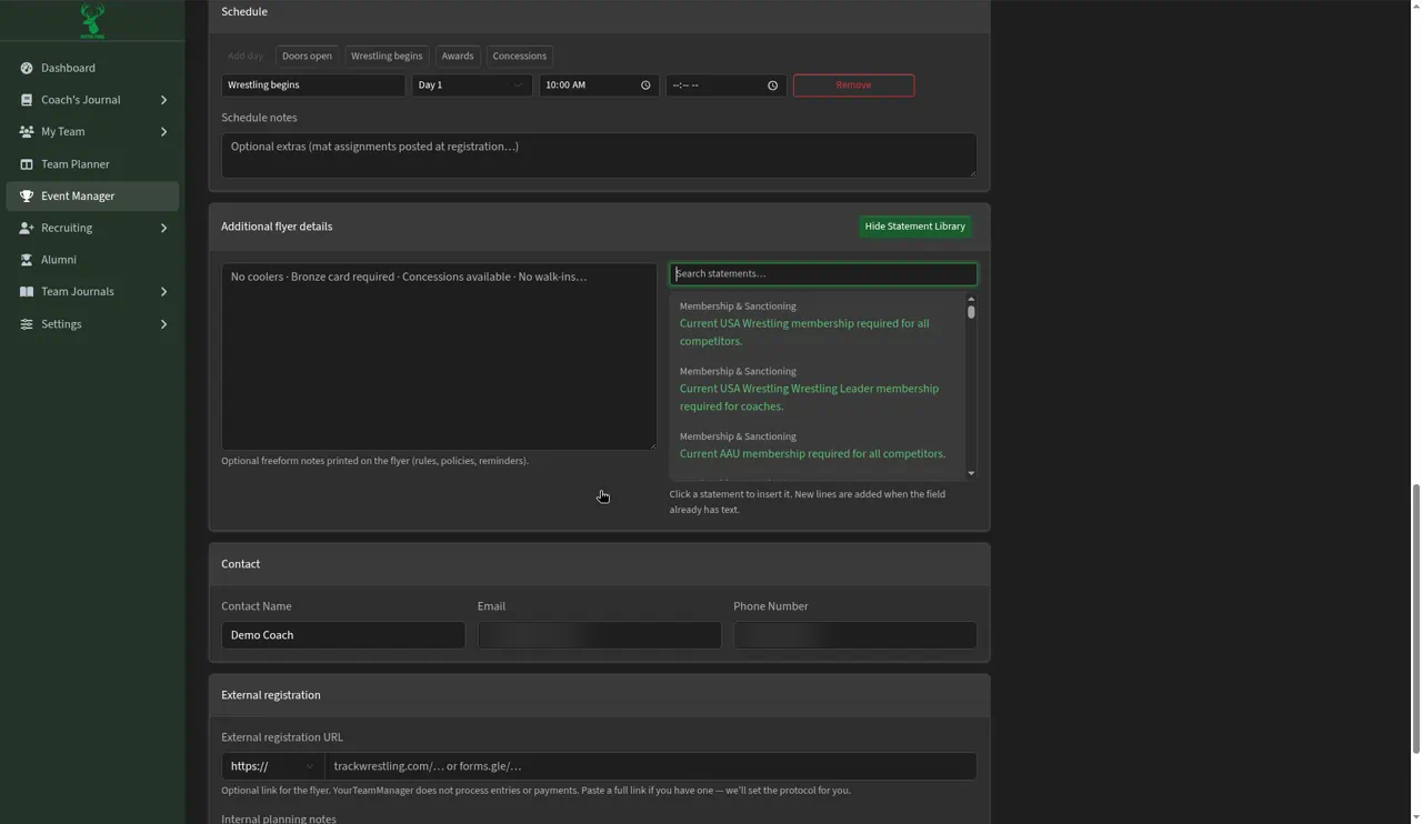 Statement Library open