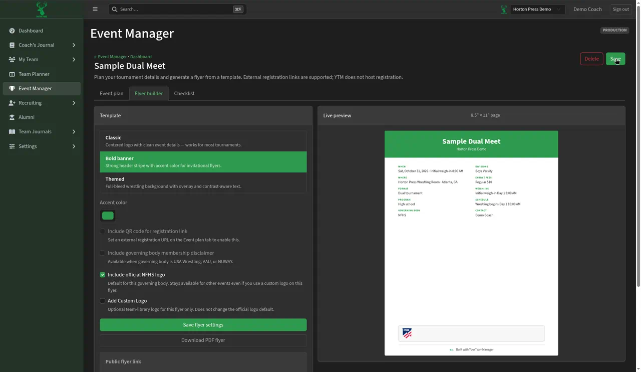 Bold banner template with a green accent color